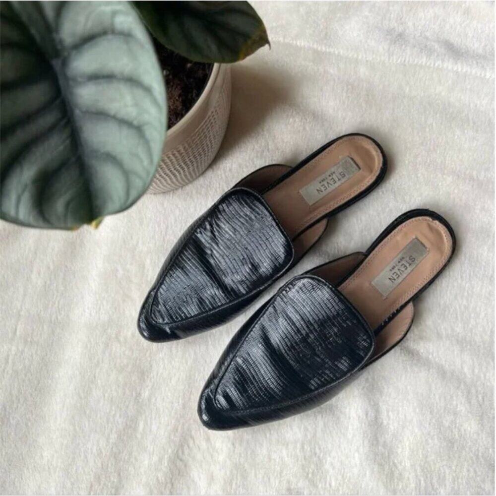 Steven by Steve Madden Black Patent Slide-On Loafers